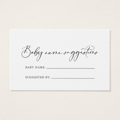 Idyllic Calligraphy Baby Name Suggestions Card