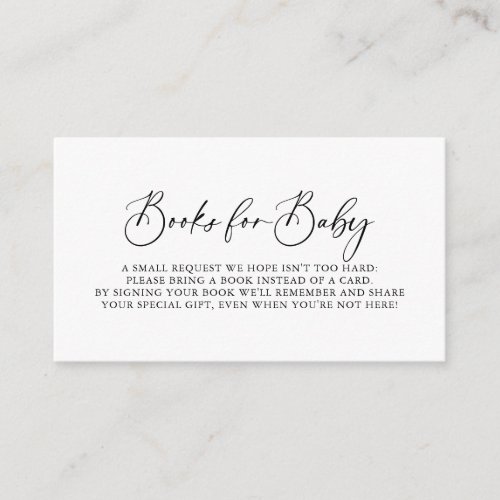 Idyllic Calligraphy Baby Shower Book Request  Enclosure Card