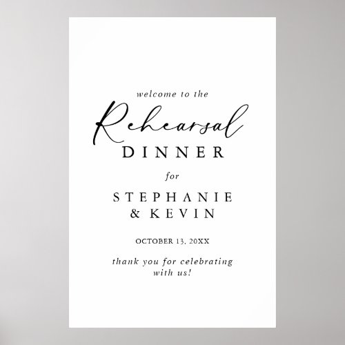 Idyllic Calligraphy Rehearsal Dinner Welcome  Poster