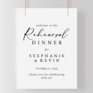 Idyllic Calligraphy Rehearsal Dinner Welcome Poster