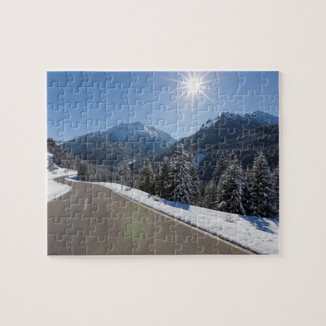 Idyllic empty road thrugh a winter landscape, 2 jigsaw puzzle (Horizontal)