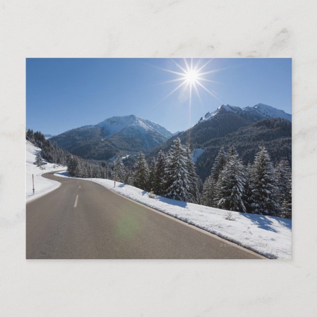 Idyllic empty road thrugh a winter landscape, 2 postcard (Front)