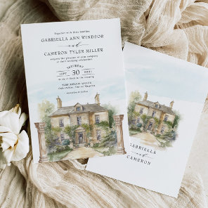 Idyllic English Manor Classic Destination Wedding Invitation