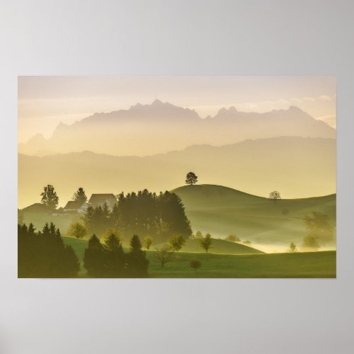 Idyllic Landscape  Switzerland Sntis Poster