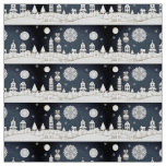 Idyllic Magical Serene Winter Christmas Night Fabric