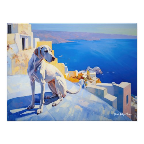 Idyllic Mediterranean town Great Dane Dog 01 _ Ga Poster