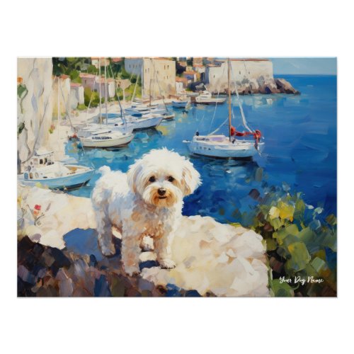 Idyllic Mediterranean town Maltese Dog 01 _ Gamba Poster