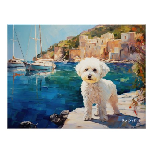 Idyllic Mediterranean town Maltese Dog 02 _ Gamba Poster