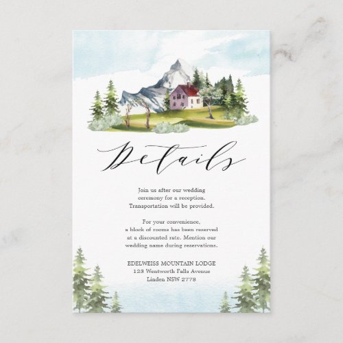 Idyllic Mountain Pine Forest Wedding Details Enclosure Card