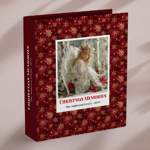 Idyllic Red Poinsettia Angel Custom Name album 3 Ring Binder