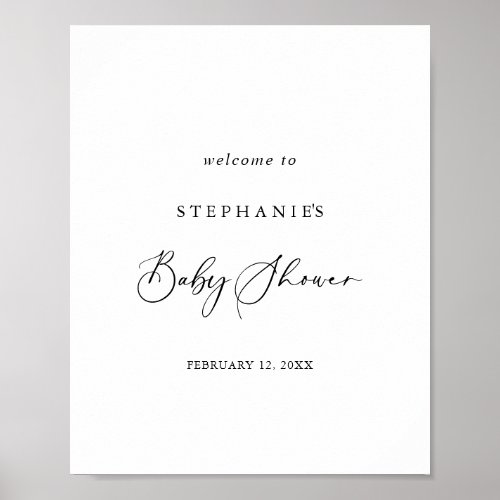 Idyllic Stylish Calligraphy Baby Shower Welcome  Poster