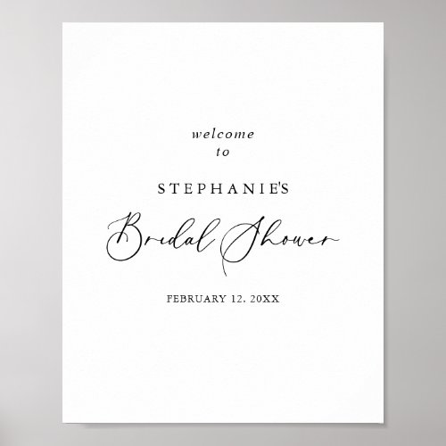 Idyllic Stylish Calligraphy Bridal Shower Welcome  Poster