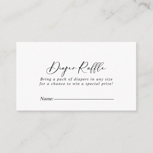 Idyllic Stylish Calligraphy Diaper Raffle Ticket  Enclosure Card