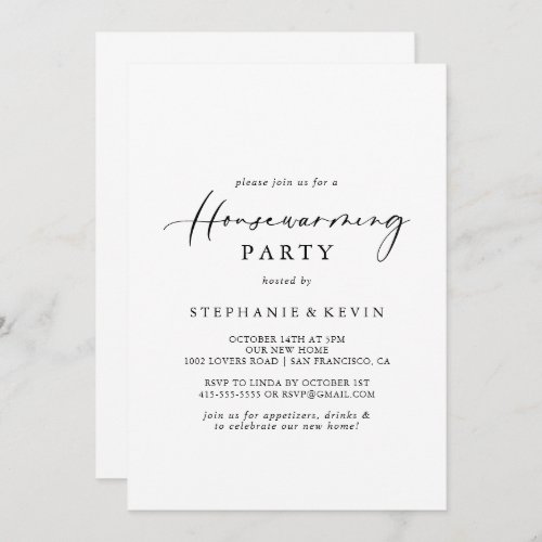 Idyllic Stylish Calligraphy Housewarming Party  Invitation