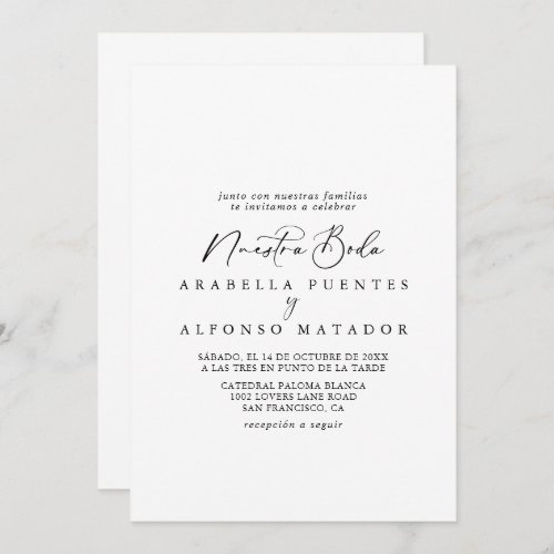 Idyllic Stylish Calligraphy Nuestra Boda Wedding  Invitation