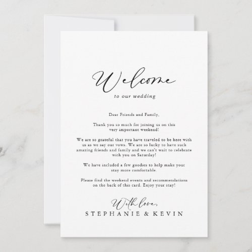 Idyllic Stylish Calligraphy Wedding Welcome Letter