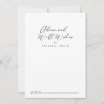 Idyllic Stylish Calligraphy Wedding Well Wishes  Advice Card<br><div class="desc">This idyllic stylish calligraphy wedding well wishes advice card is perfect for a rustic wedding. The simple and elegant design features classic and fancy script typography in black and white. These cards are perfect for a wedding, bridal shower, baby shower, graduation party & more. Personalize the cards with the names...</div>