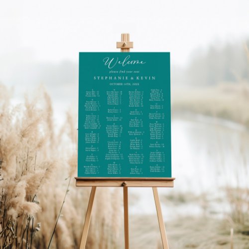 Idyllic Stylish Teal Alphabetical Seating Chart