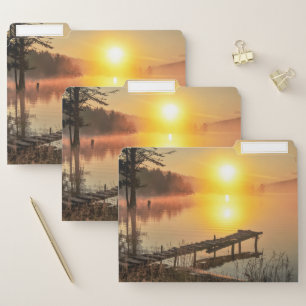 Idyllic Sunrise Misty Mountain Lake, Bulgaria File Folder
