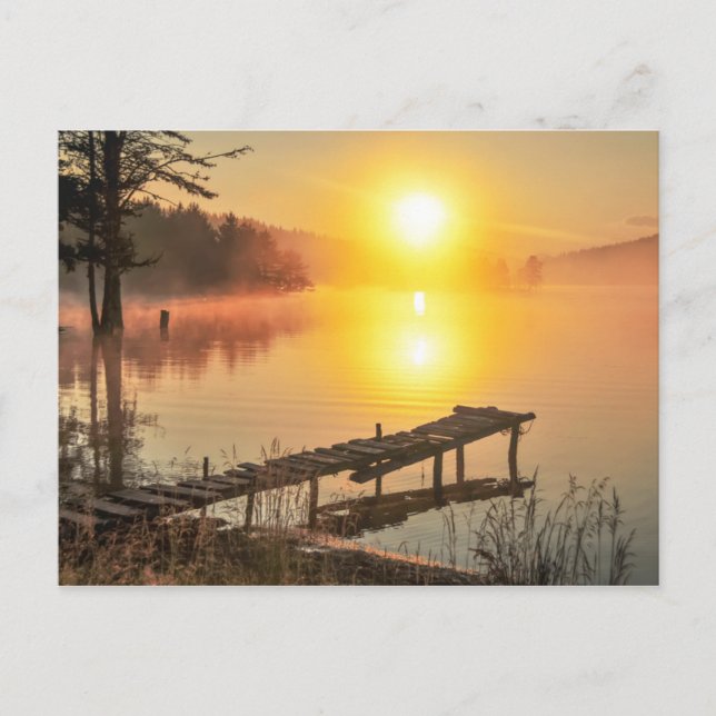 Idyllic Sunrise | Misty Mountain Lake, Bulgaria Postcard (Front)