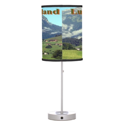 Idyllic Swiss Countryside lampshade Table Lamp (Back)