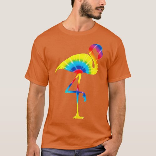 ie Dye Flamingo Rainbow Print Bird Animal Hippie P T_Shirt