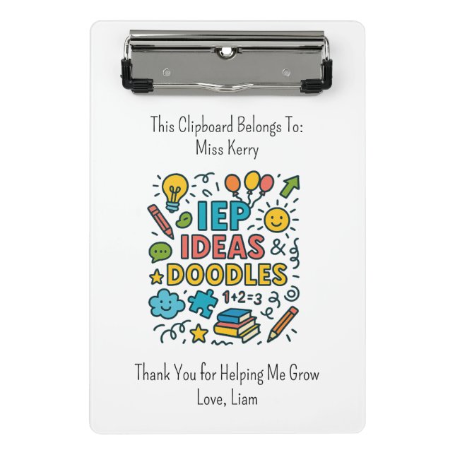 IEP Ideas, Doodles & Snacks | Inclusion Mini Clipboard (Front)