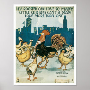 If A Rooster Vintage Songbook Cover Poster
