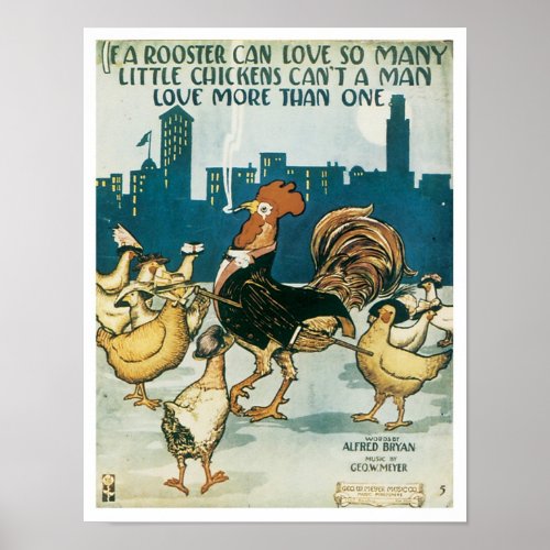 If A Rooster Vintage Songbook Cover Poster