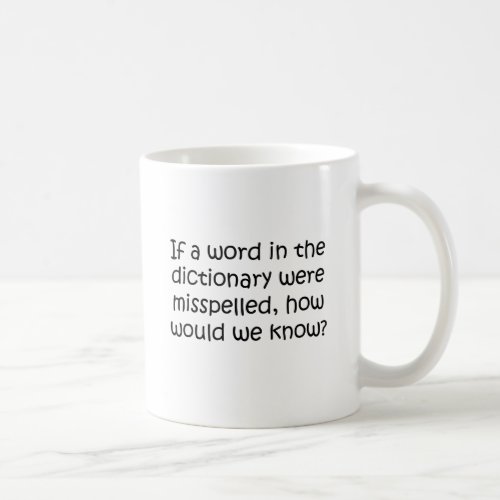 If a word in the dictionary was misspelled coffee mug