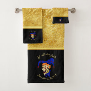 If all else fails join the circus blue foil design bath towel set