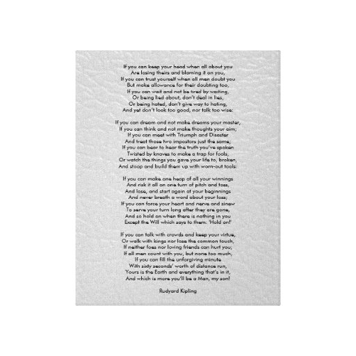 If by Rudyard Kipling small Canvas Print | Zazzle
