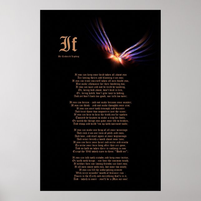 If by Rudyard Kipling with Phoenix Firebird Print (Front)