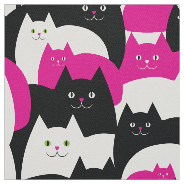 If Cats Came in Pink Cute Kitty Cat Pattern Fabric (Swatch)