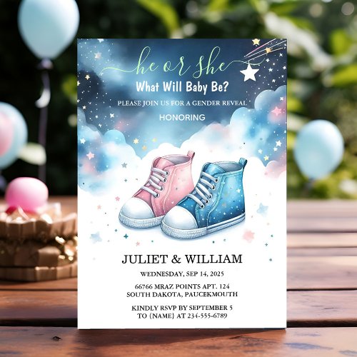 If Cloud Twinkle Twinkle Little Star Gender Reveal Invitation