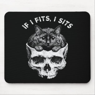 If fits sit black cat skull minimalist meme humor mouse pad