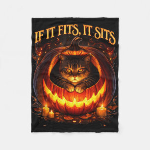 If fits sits black cat gothic dark humor halloween fleece blanket
