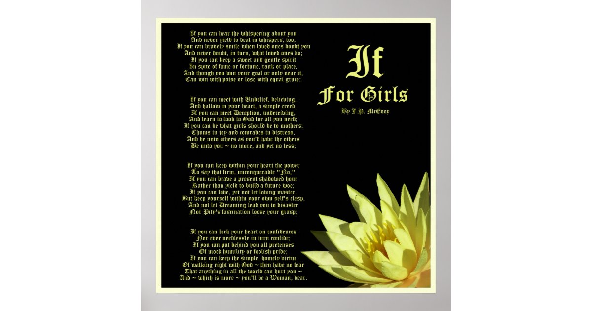 if for girls poem by jp mcevoy print zazzlecom
