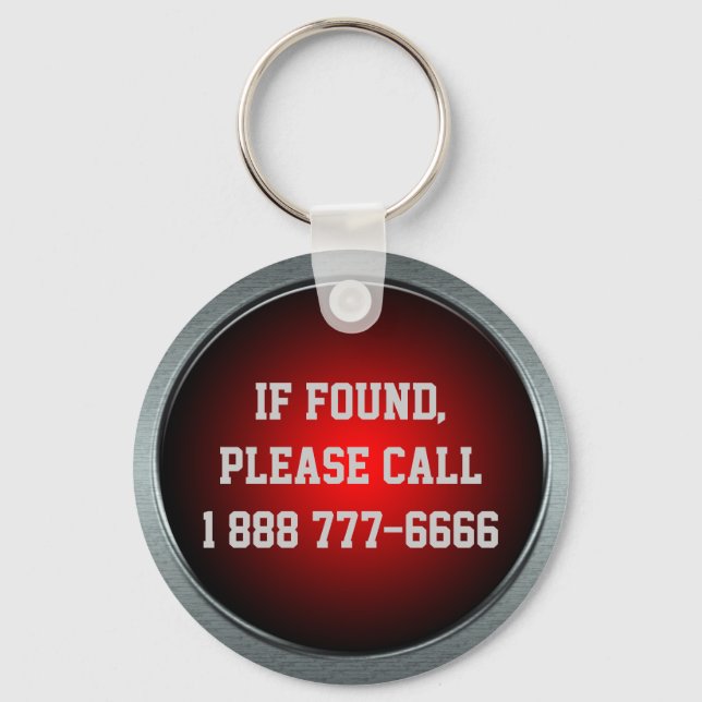 If Found, Call... Big Red Button Keychain (Front)