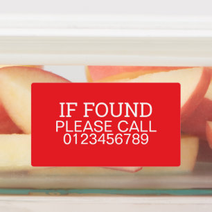 If Found Please Call This Phone Number Custom Labels