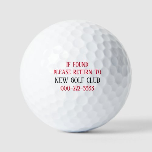 If found please return to golf balls