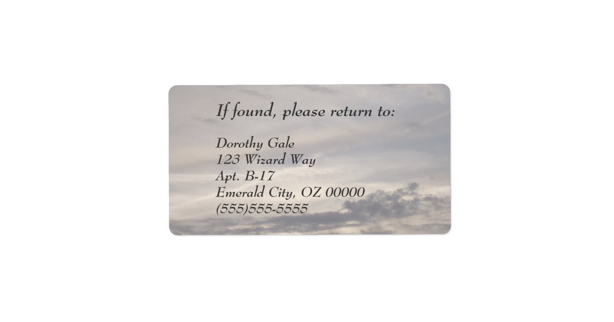 If Found Return To Label Zazzle