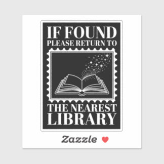 If Found Return to Library Postage Stamp Sticker