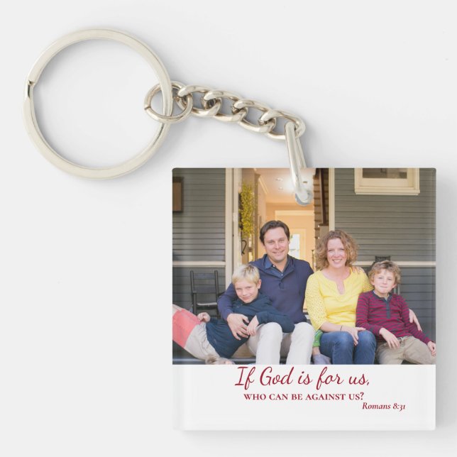 If God be for us Bible Verse Romans 8:31 Keychain (Front)