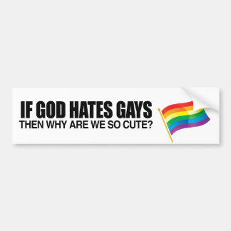 IF GOD HATES GAYS THEN WHY ARE WE SO CUTE -.png Bumper Sticker