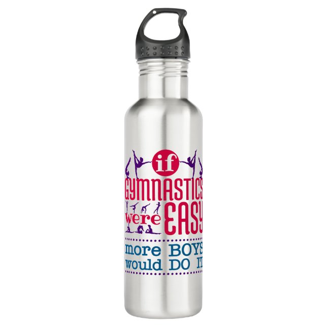 If Gymnastics Were Easy Funny Women Girls Stainless Steel Water Bottle (Front)