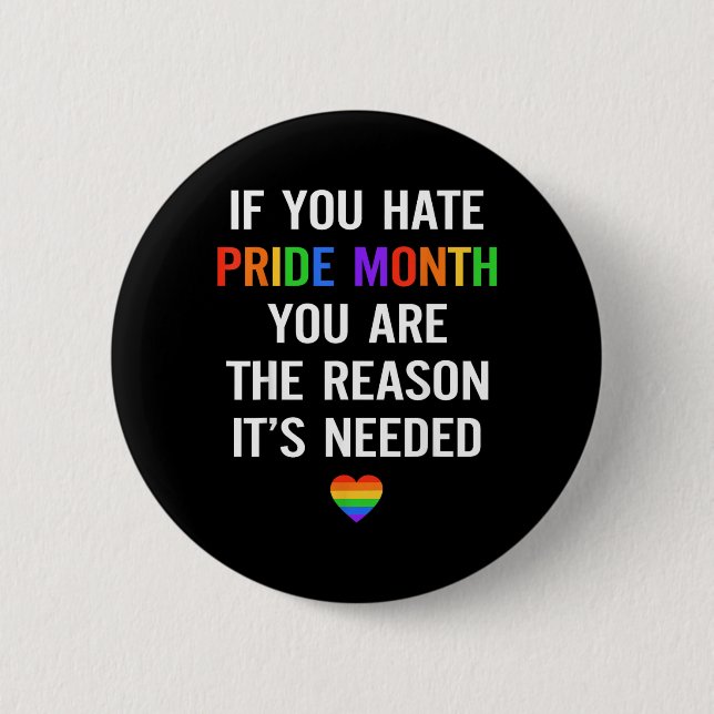 If Hate Pride Month The Reason Needed LGBT Button (Front)