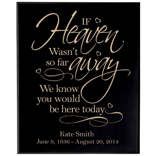 If Heaven Wasn't So Far Black Wooden Wall Plaque (Front)