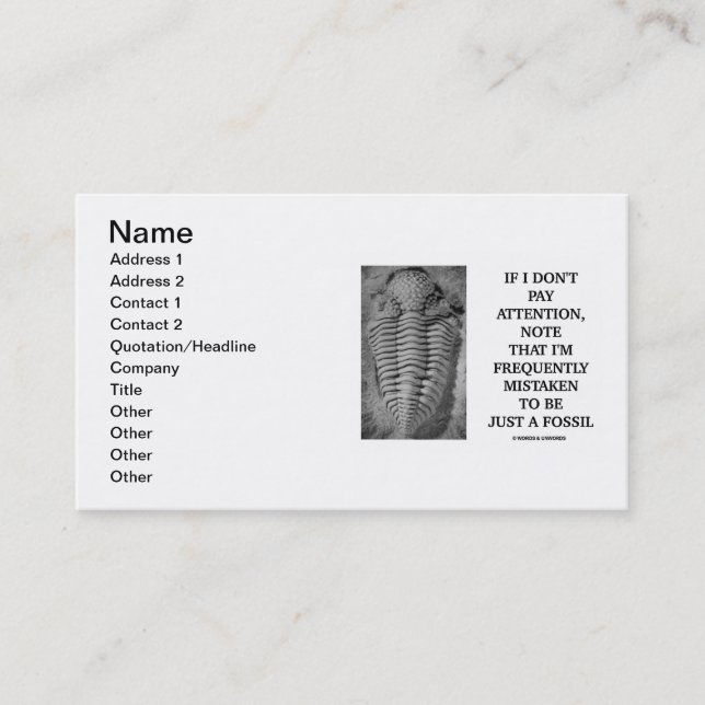 If I Don't Pay Attention Note Frequently Mistaken Business Card (Front)