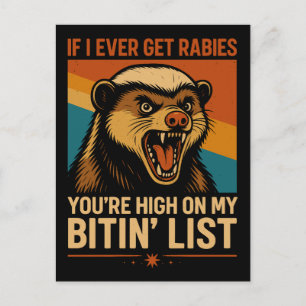 If I Ever Get Rabies – Funny Biting List Quote Holiday Postcard